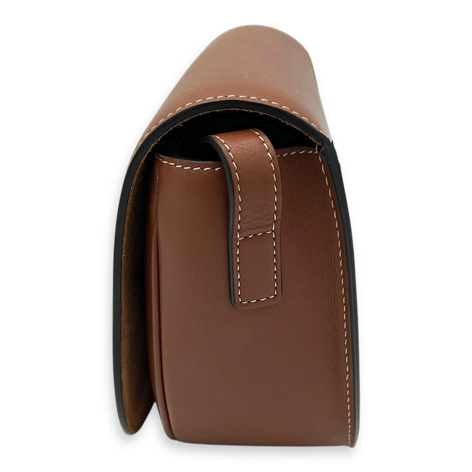 Folco Triomphe Brown Crossbody Bag in Calfskin, Gold hardware