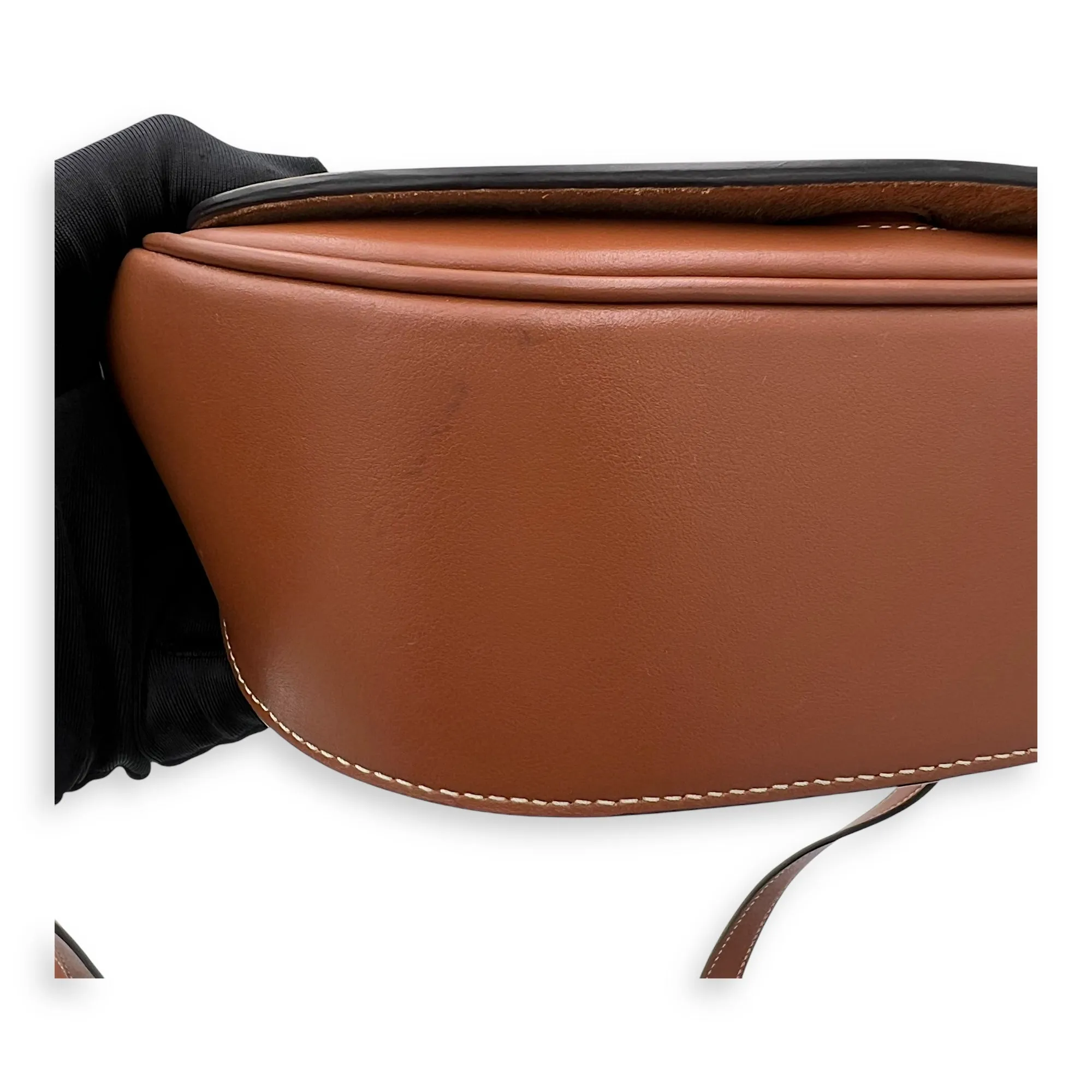 Folco Triomphe Brown Crossbody Bag in Calfskin, Gold hardware