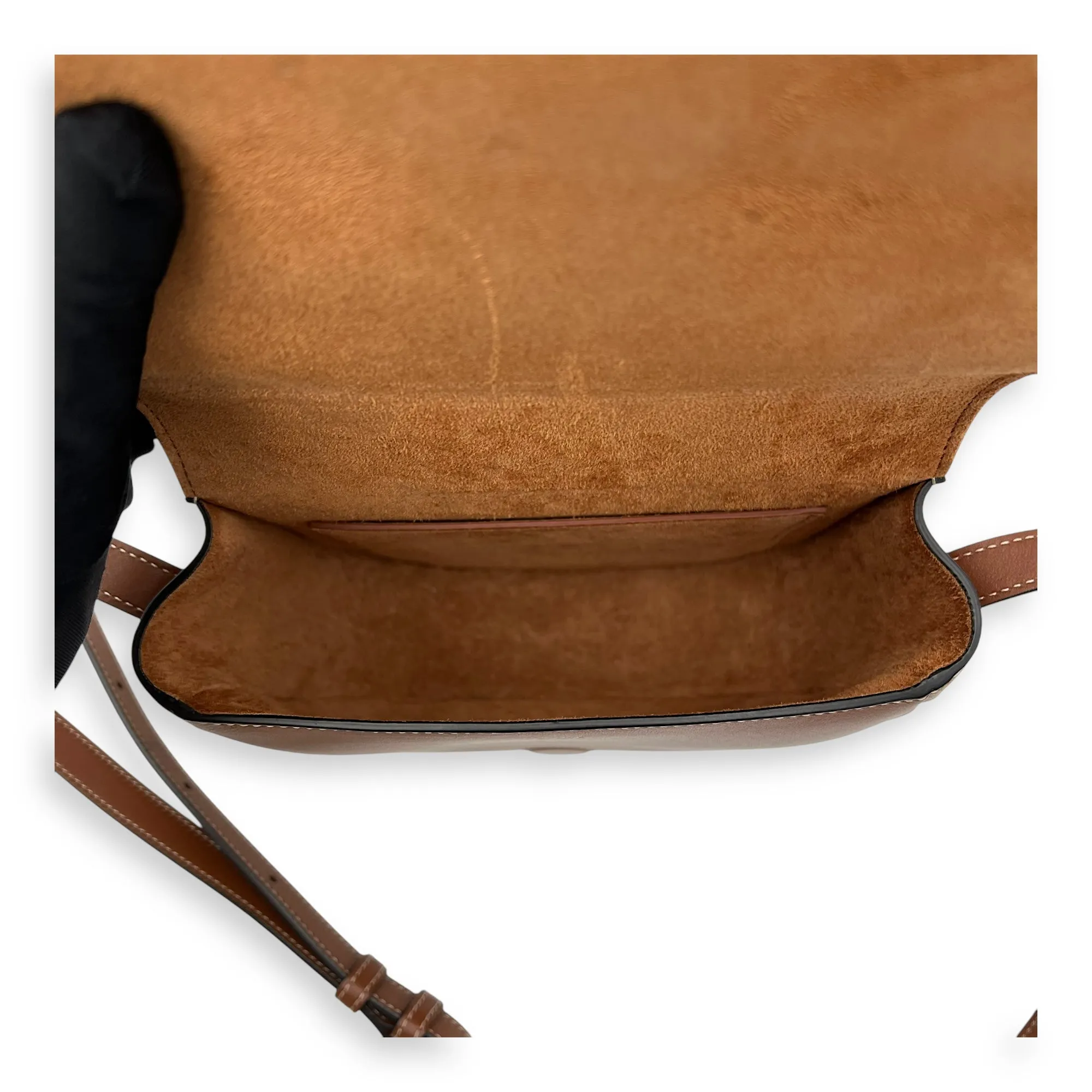 Folco Triomphe Brown Crossbody Bag in Calfskin, Gold hardware