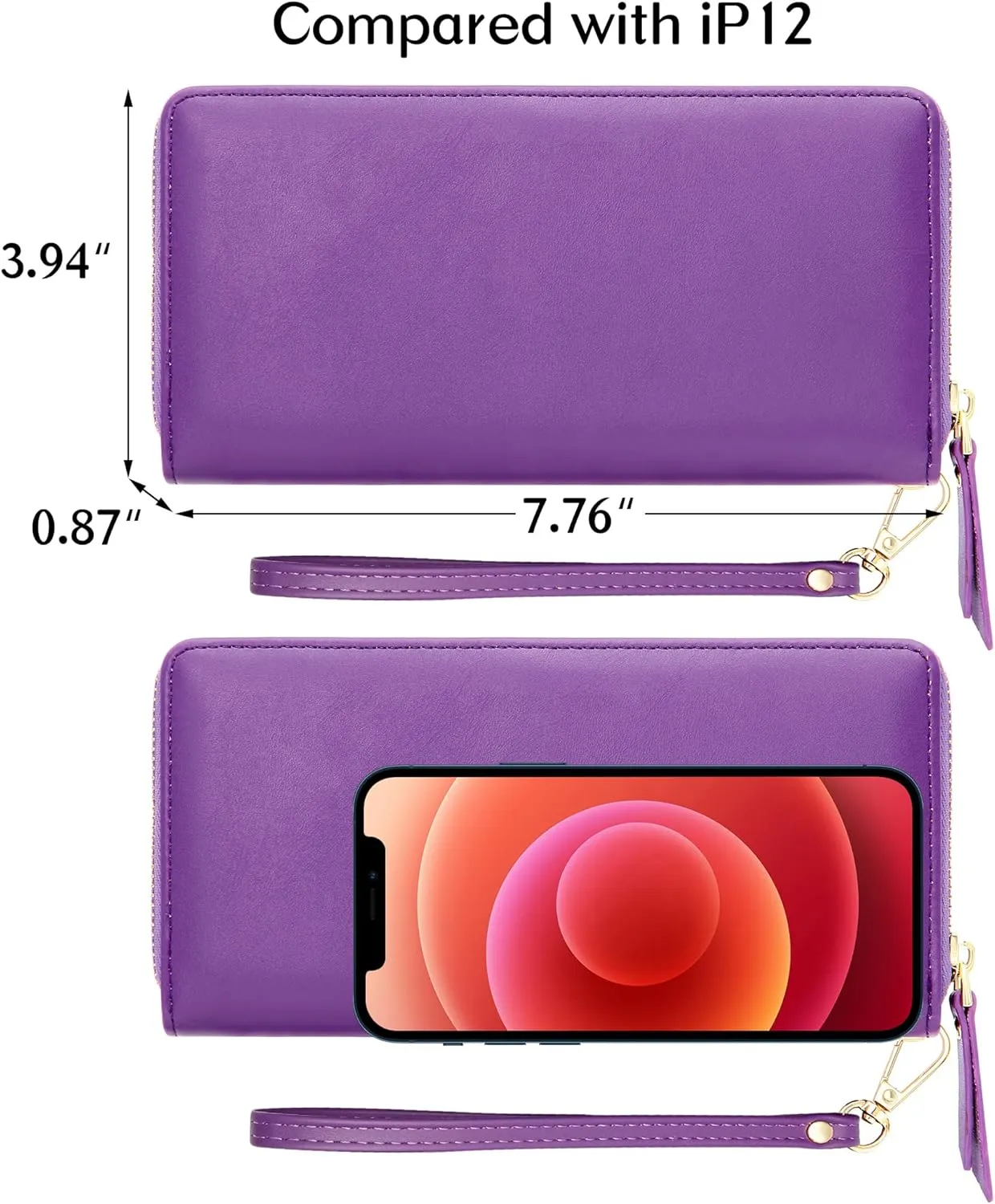GEEAD Wristlet Wallets for Women PU Leather RFID Blocking Zip Around Long Phone Clutch Wallet