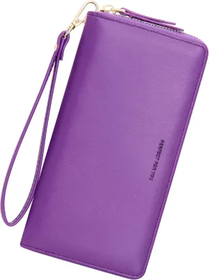 GEEAD Wristlet Wallets for Women PU Leather RFID Blocking Zip Around Long Phone Clutch Wallet
