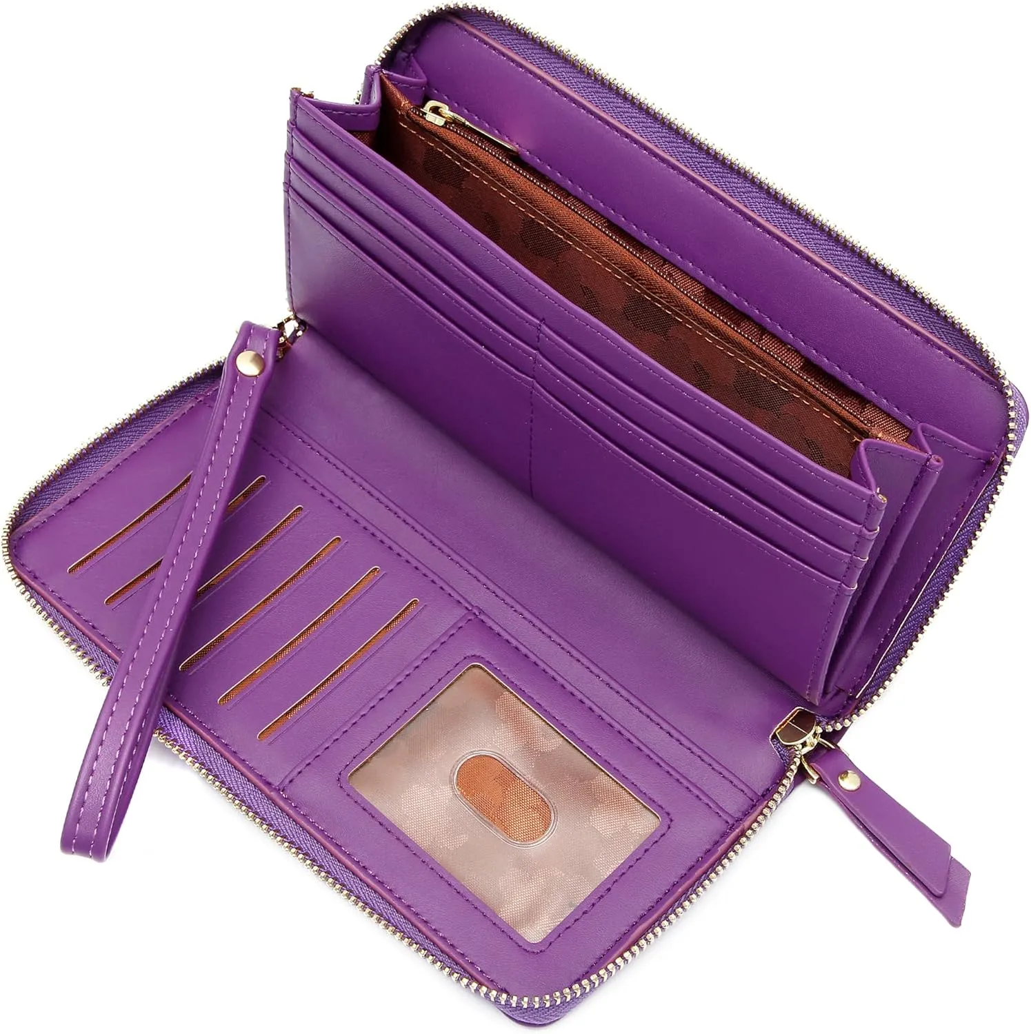 GEEAD Wristlet Wallets for Women PU Leather RFID Blocking Zip Around Long Phone Clutch Wallet