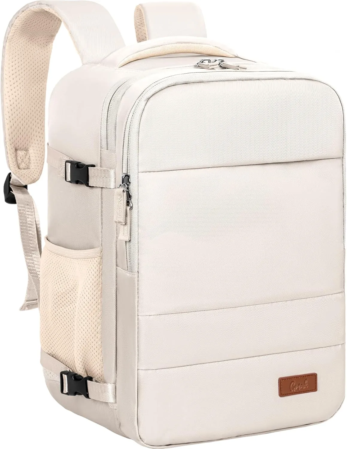 GMAK Travel Backpack for Men Women, Carry on Backpack with USB Charging Port, 15.6 inch Laptop Backpack Lightweight Cabin Bag Casual Daypack 20L Luggage Bags for College, Business, Travel, Beige