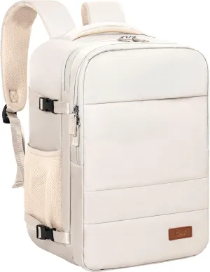 GMAK Travel Backpack for Men Women, Carry on Backpack with USB Charging Port, 15.6 inch Laptop Backpack Lightweight Cabin Bag Casual Daypack 20L Luggage Bags for College, Business, Travel, Beige