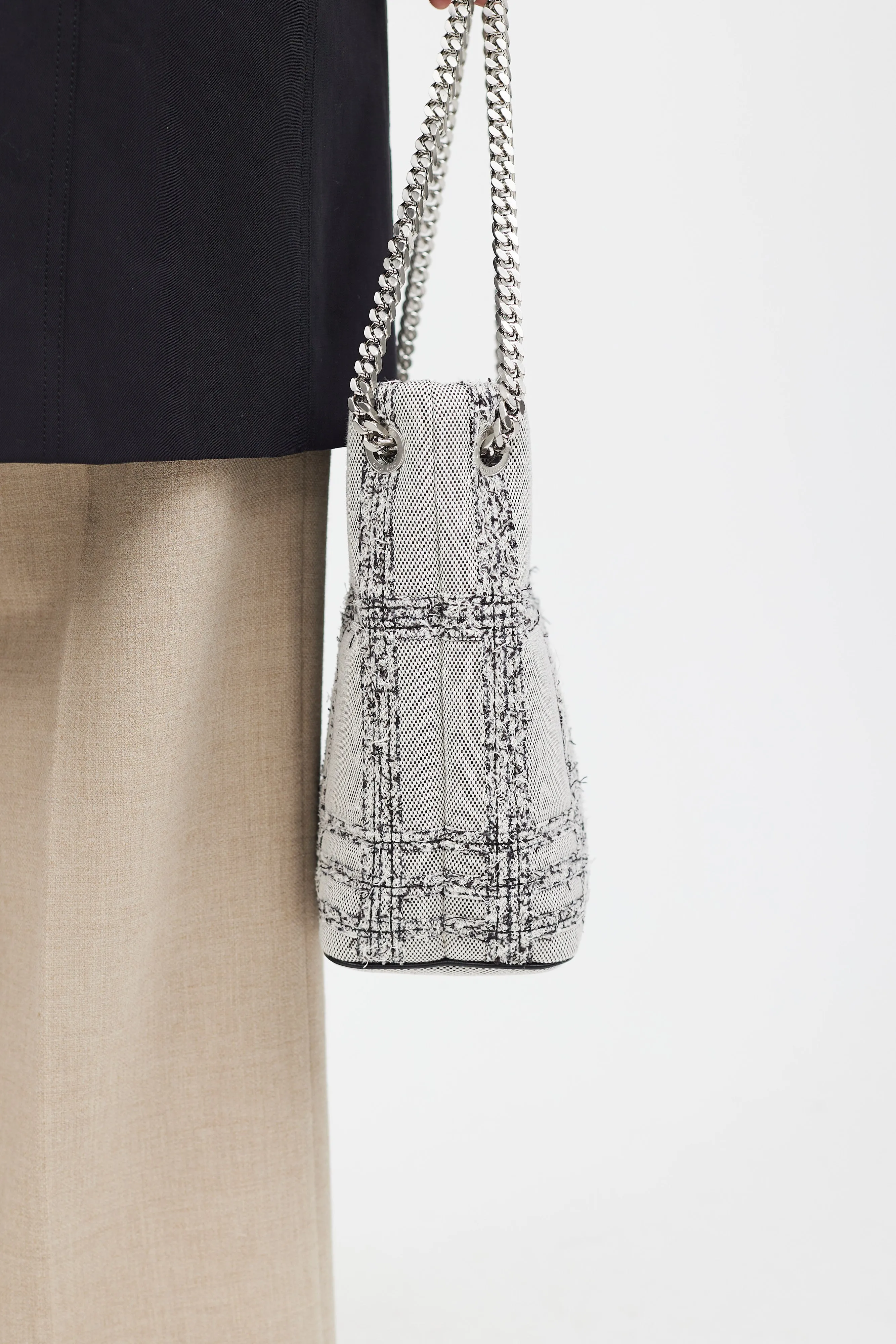 Grey & Black Woven Lola Bucket Bag