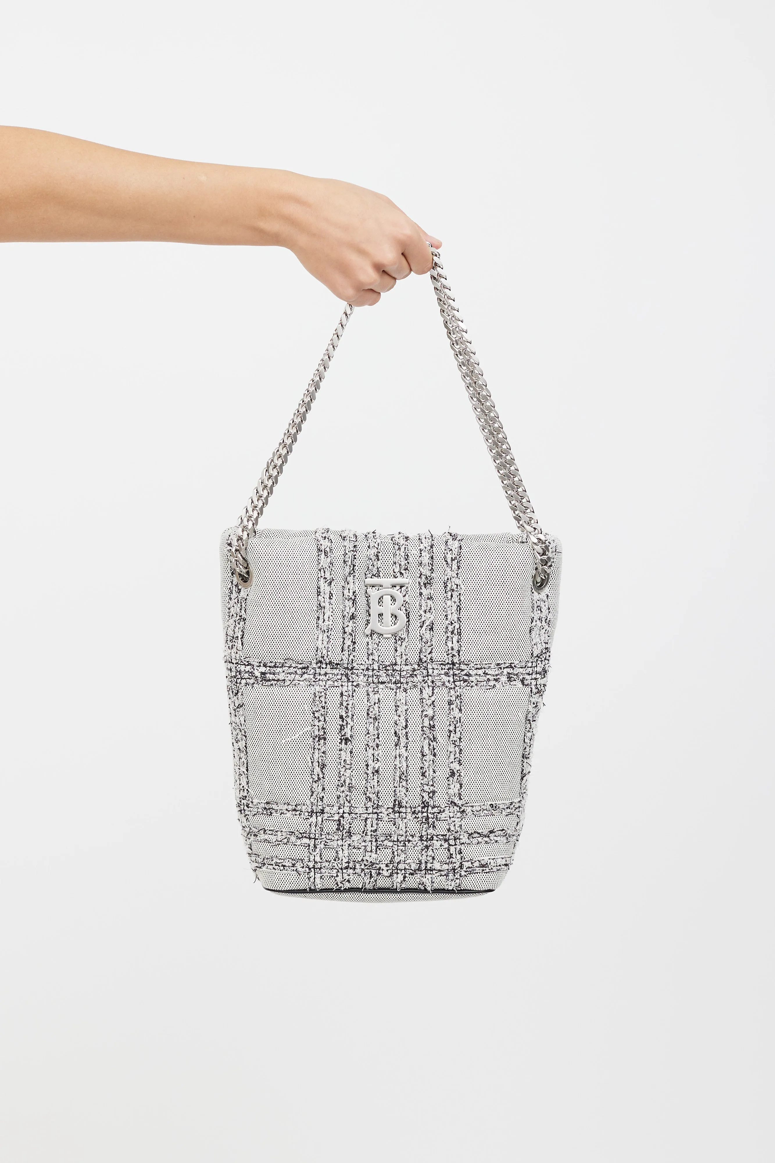 Grey & Black Woven Lola Bucket Bag