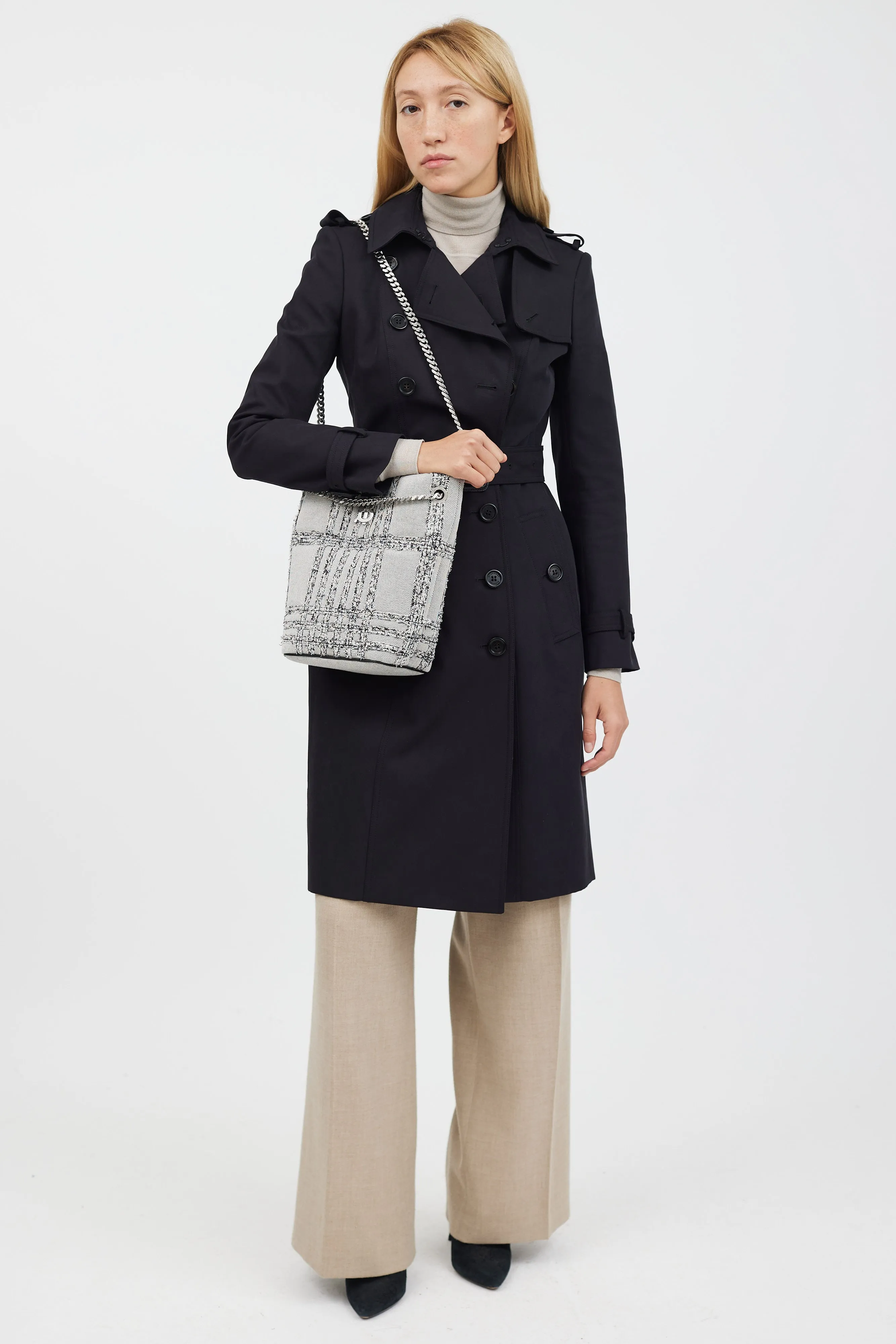 Grey & Black Woven Lola Bucket Bag