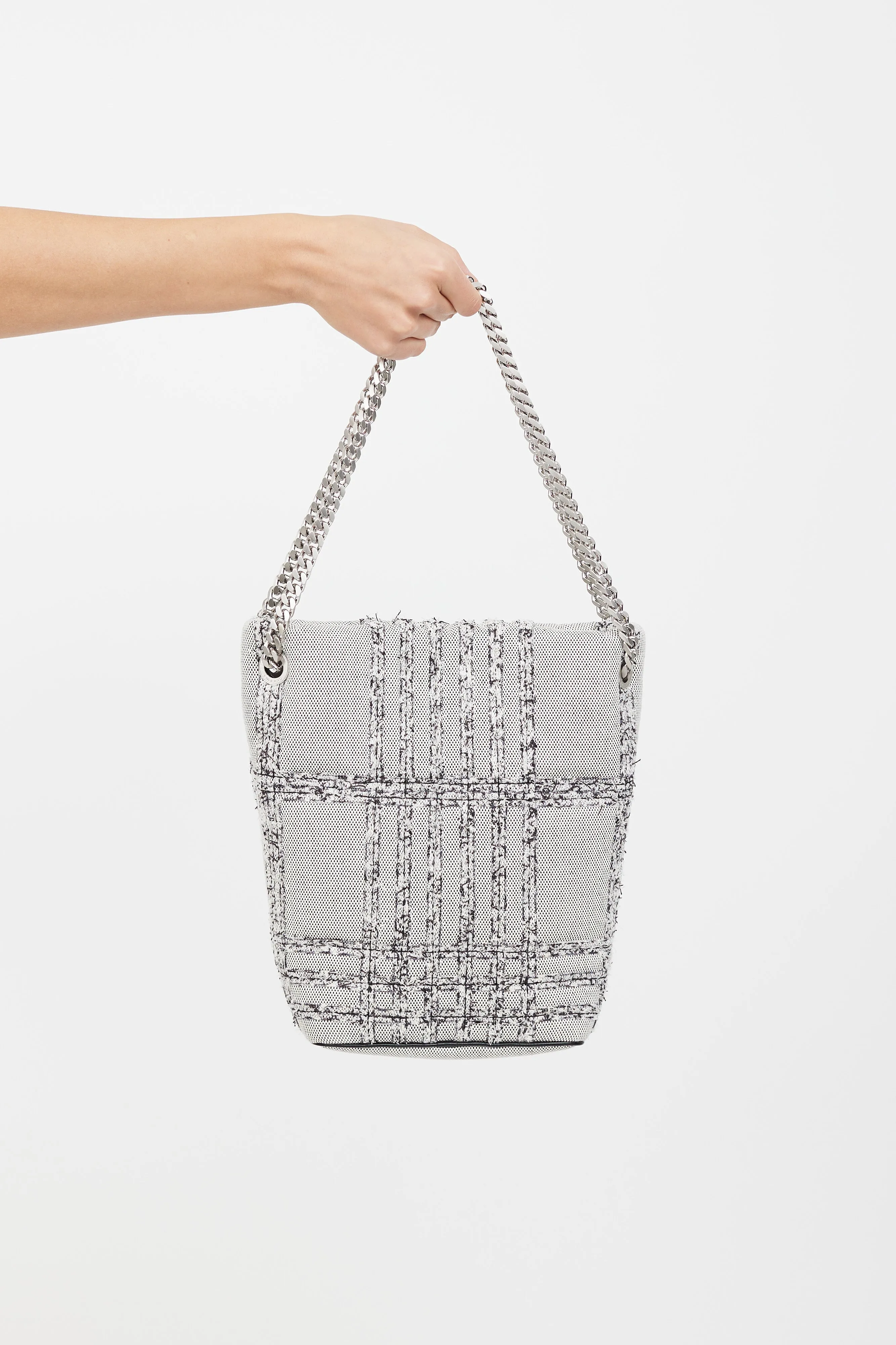 Grey & Black Woven Lola Bucket Bag
