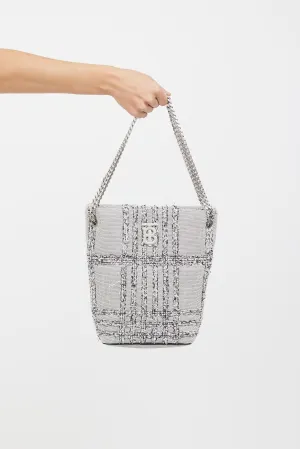 Grey & Black Woven Lola Bucket Bag