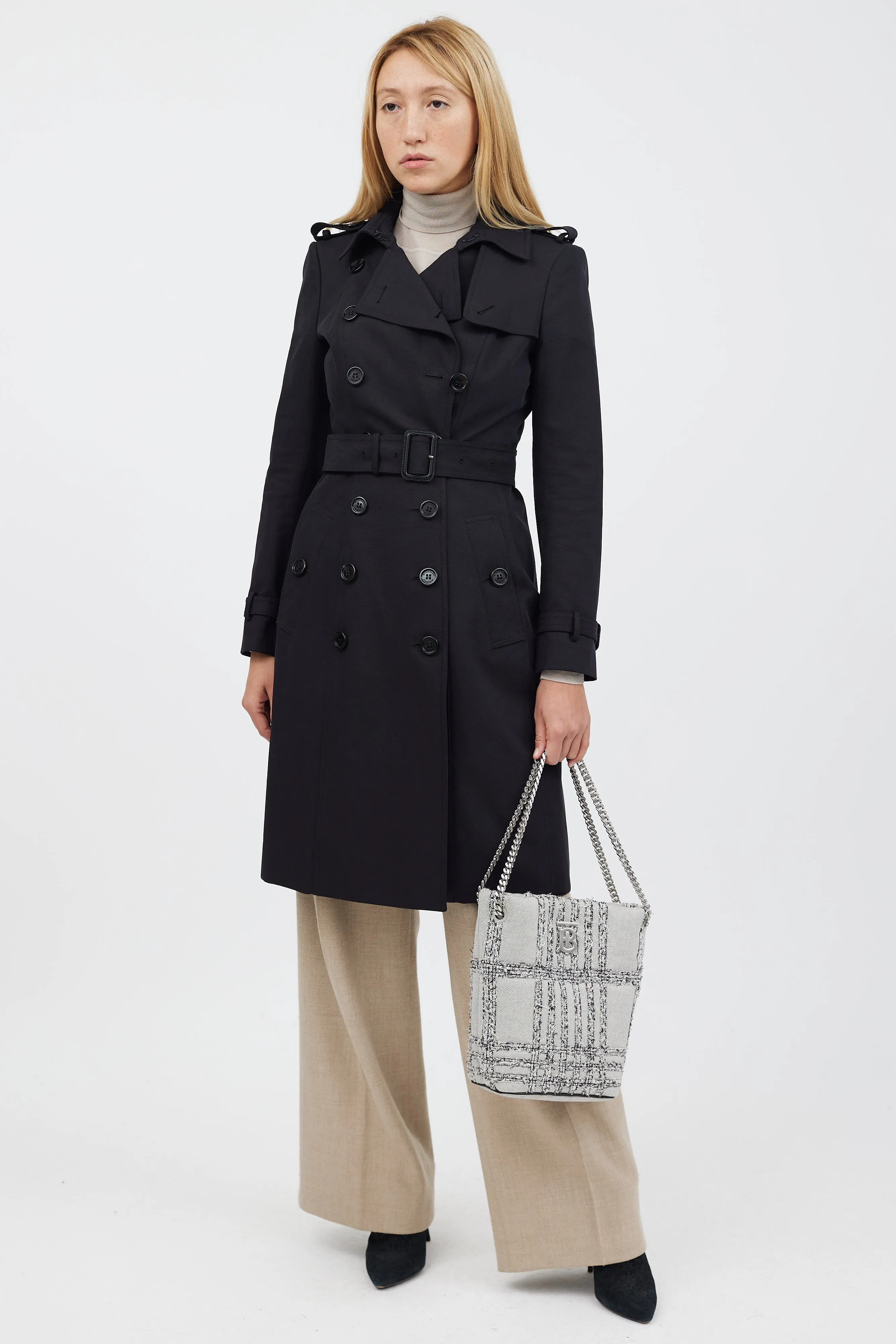 Grey & Black Woven Lola Bucket Bag