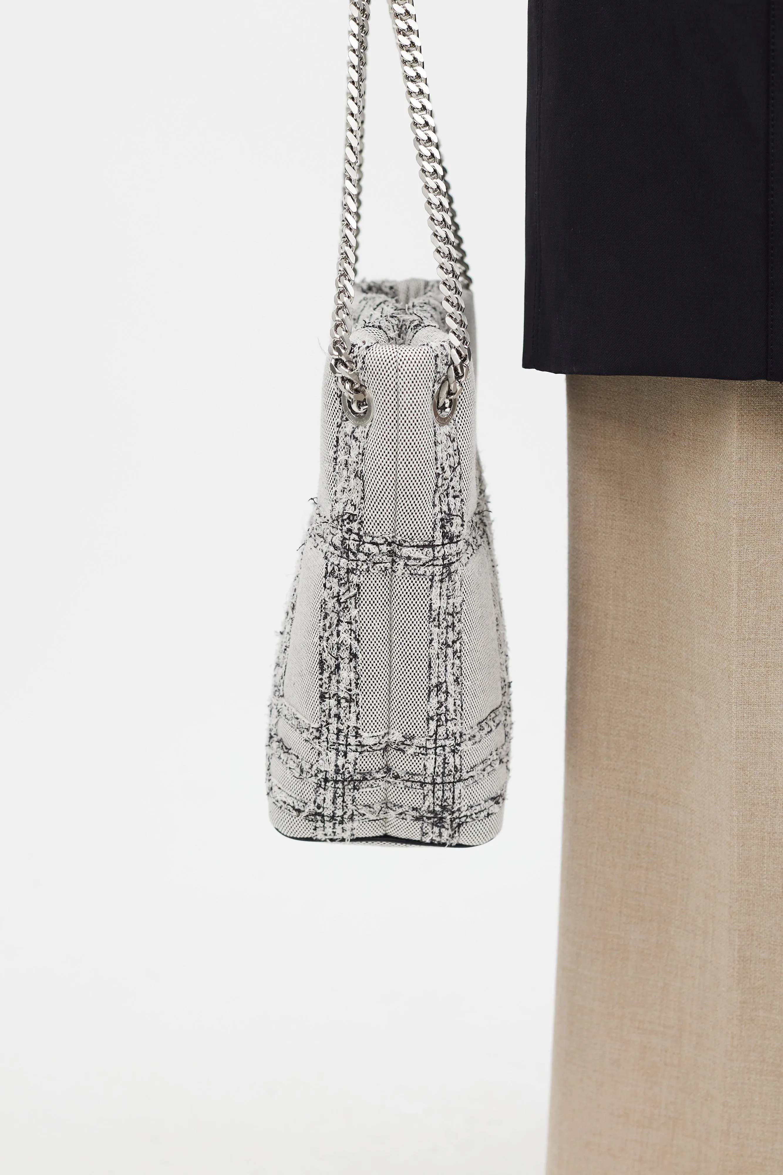 Grey & Black Woven Lola Bucket Bag