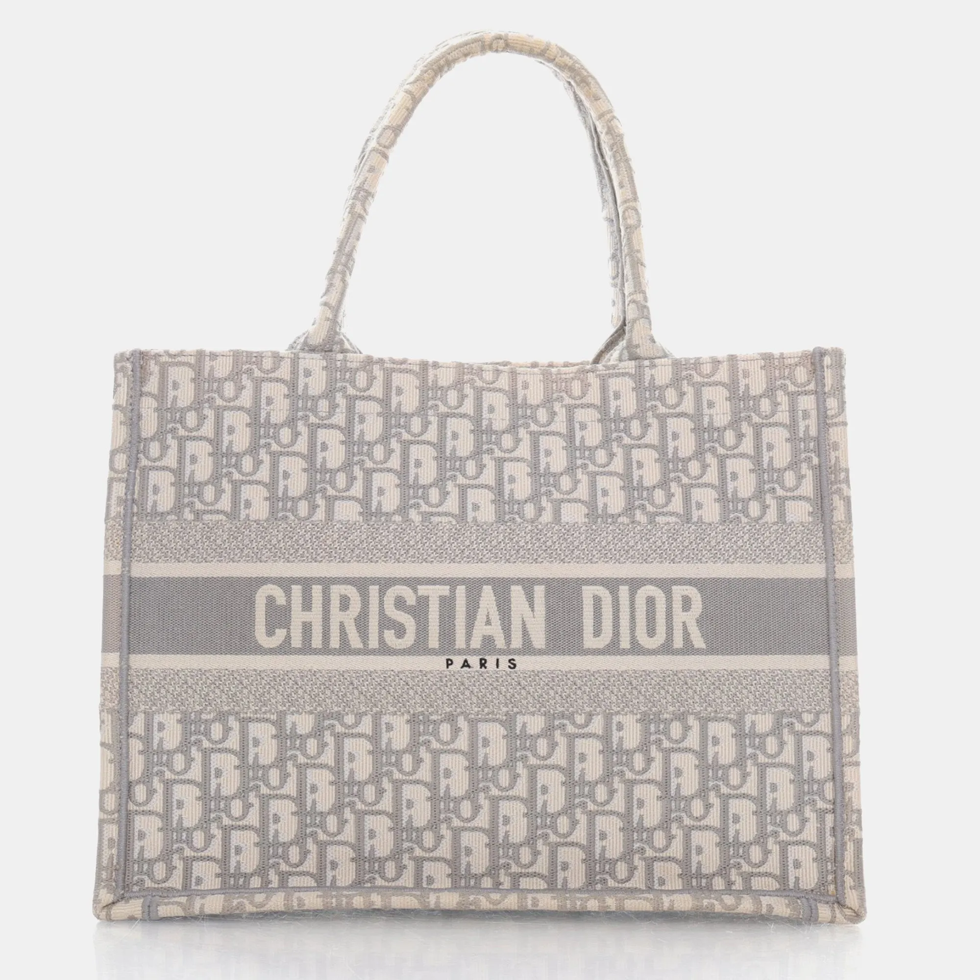 Grey Oblique Canvas Medium Book Tote Bag