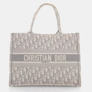 Grey Oblique Canvas Medium Book Tote Bag
