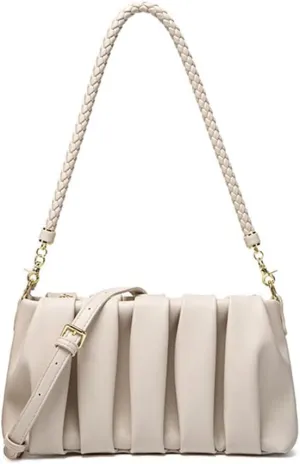 GRPKSSIB Women's Ruched Purse PU Leather Shoulder Bag Cloud Clutch Handbag Crossbody Bag Dumpling Underarm Bag