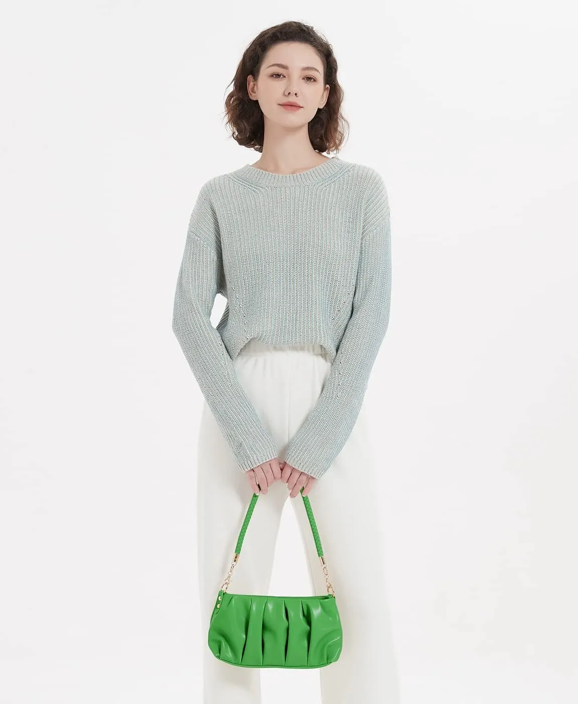GRPKSSIB Women's Ruched Purse PU Leather Shoulder Bag Cloud Clutch Handbag Crossbody Bag Dumpling Underarm Bag