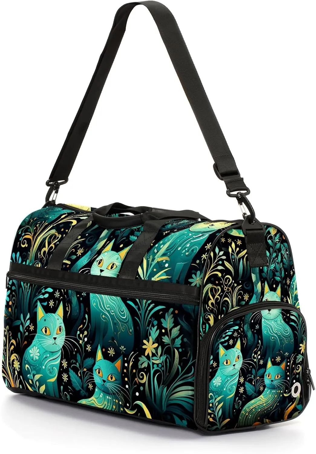 Gym Bag for Women, Carry on Weekender Overnight Bag, Travel Duffel Bags, Personal Item Travel Bag Tote Bag Workout Dance Bag, Cat - 20