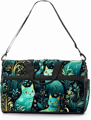 Gym Bag for Women, Carry on Weekender Overnight Bag, Travel Duffel Bags, Personal Item Travel Bag Tote Bag Workout Dance Bag, Cat - 20