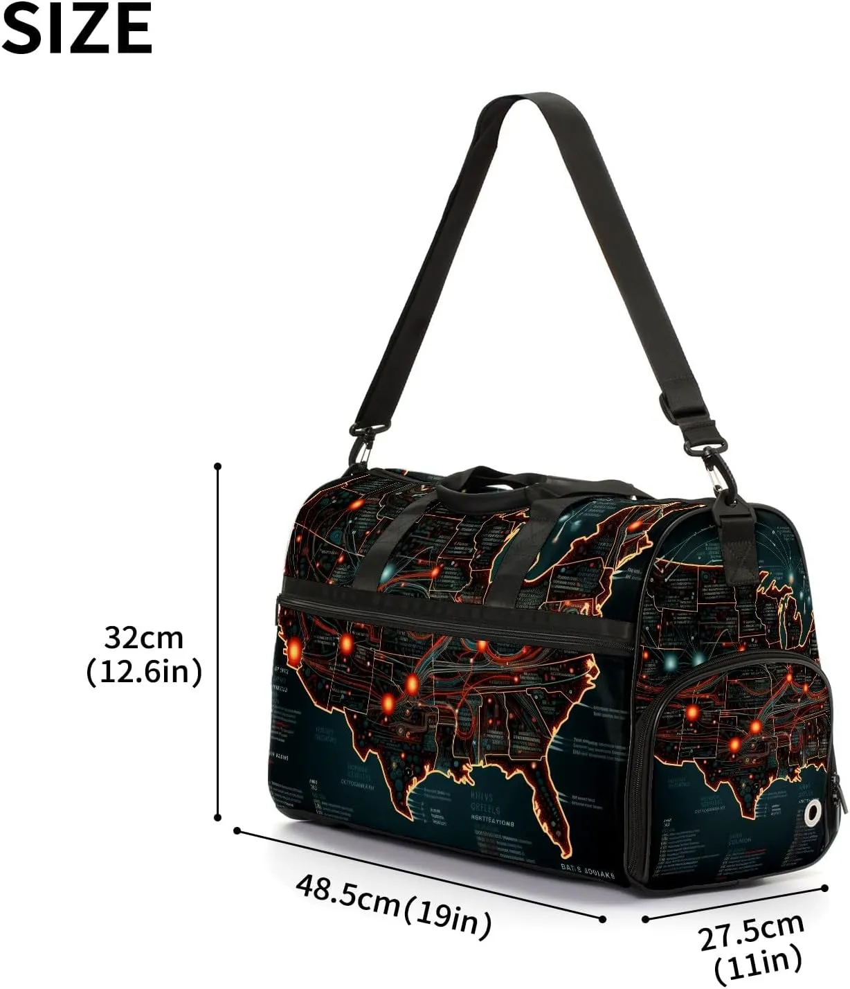 Gym Bag for Women Men, Yoga Bag with Shoe Pocket, Travel Duffel Tote Bag for Plane, Workout, Swimming, Weekend Overnight Bag Carry on Bag Hospital Holdalls, America Map - 42