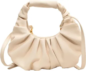 Half Moon Crossbody Bags for Women Small Square Bag Casual Fold Clutch Bag Shoulder Bag Wrinkle Cloud Bag