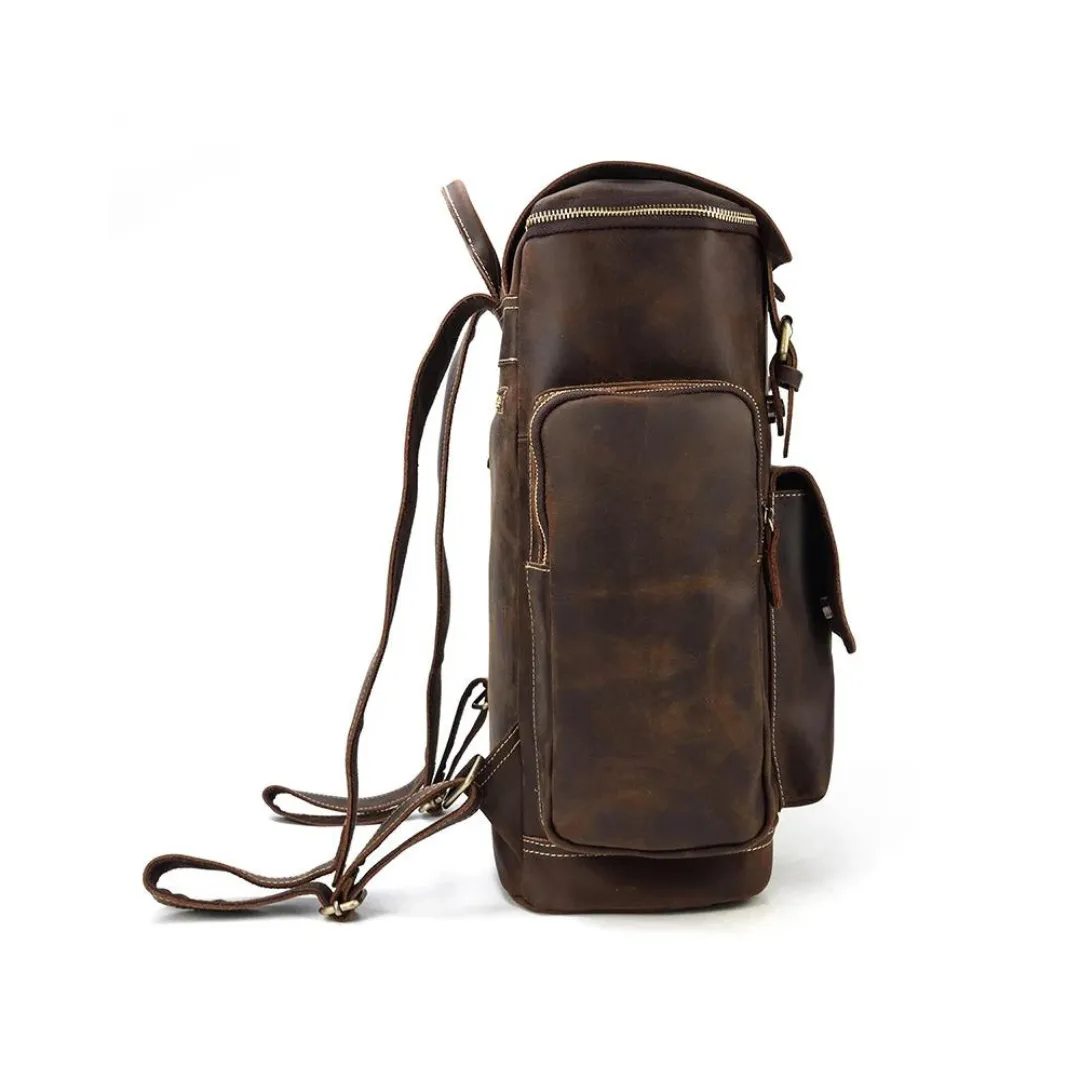 Handmade Vintage Men Large Leather Backpack, Travel Backpack