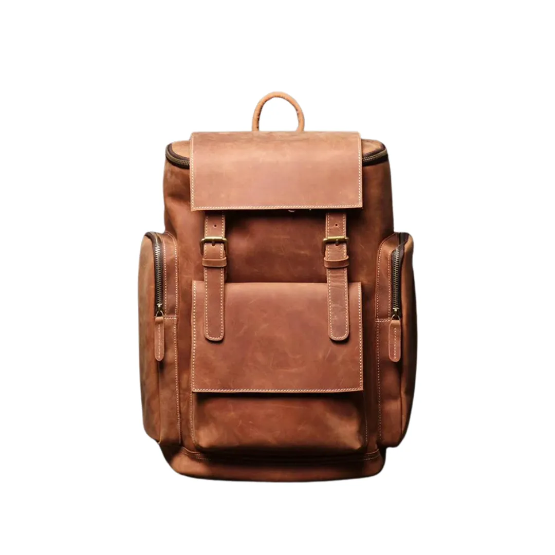 Handmade Vintage Men Large Leather Backpack, Travel Backpack