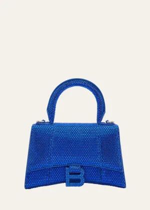 Hourglass XS Strass Suede Top-Handle Bag