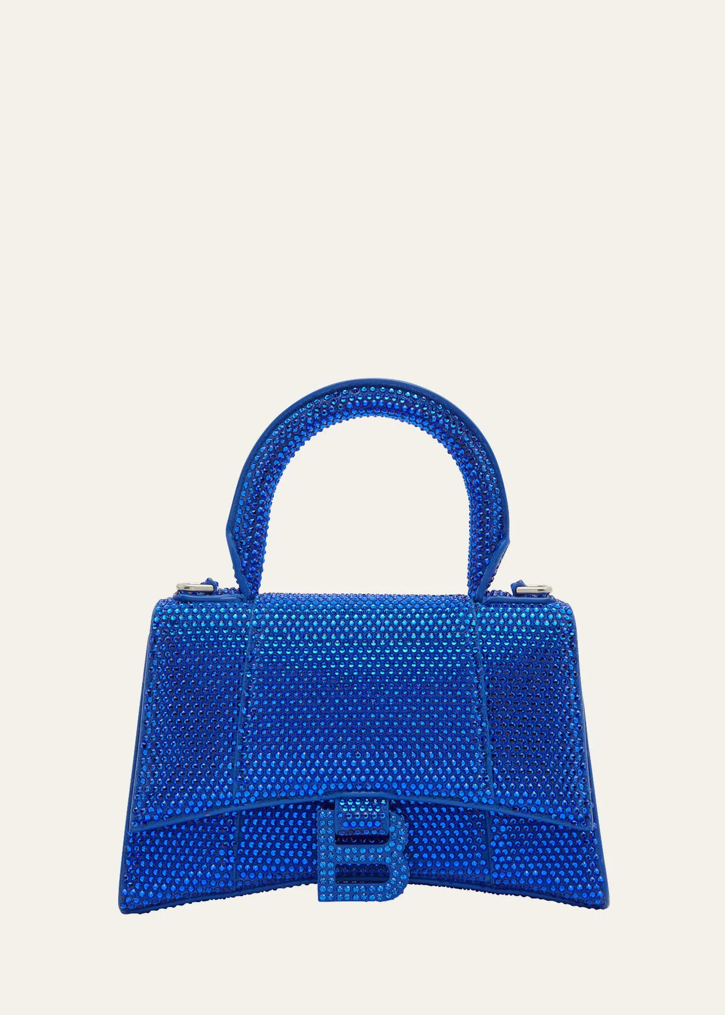 Hourglass XS Strass Suede Top-Handle Bag