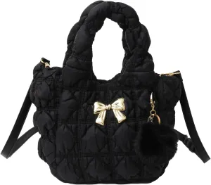 I IHAYNER Quilted Small Top Handle Puffer Bag Crossbody Shoulder Bag with Zipper Bubble Hobo Handbag Carryall Bag for Women