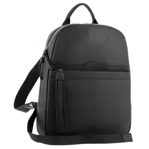 Leather Travel/Computer Backpack - Black