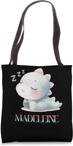 Madeleine Cute Sleeping Dino Baby Names Tote Bag