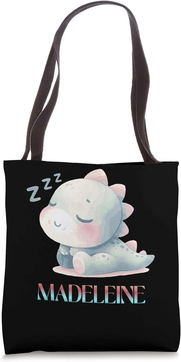 Madeleine Cute Sleeping Dino Baby Names Tote Bag