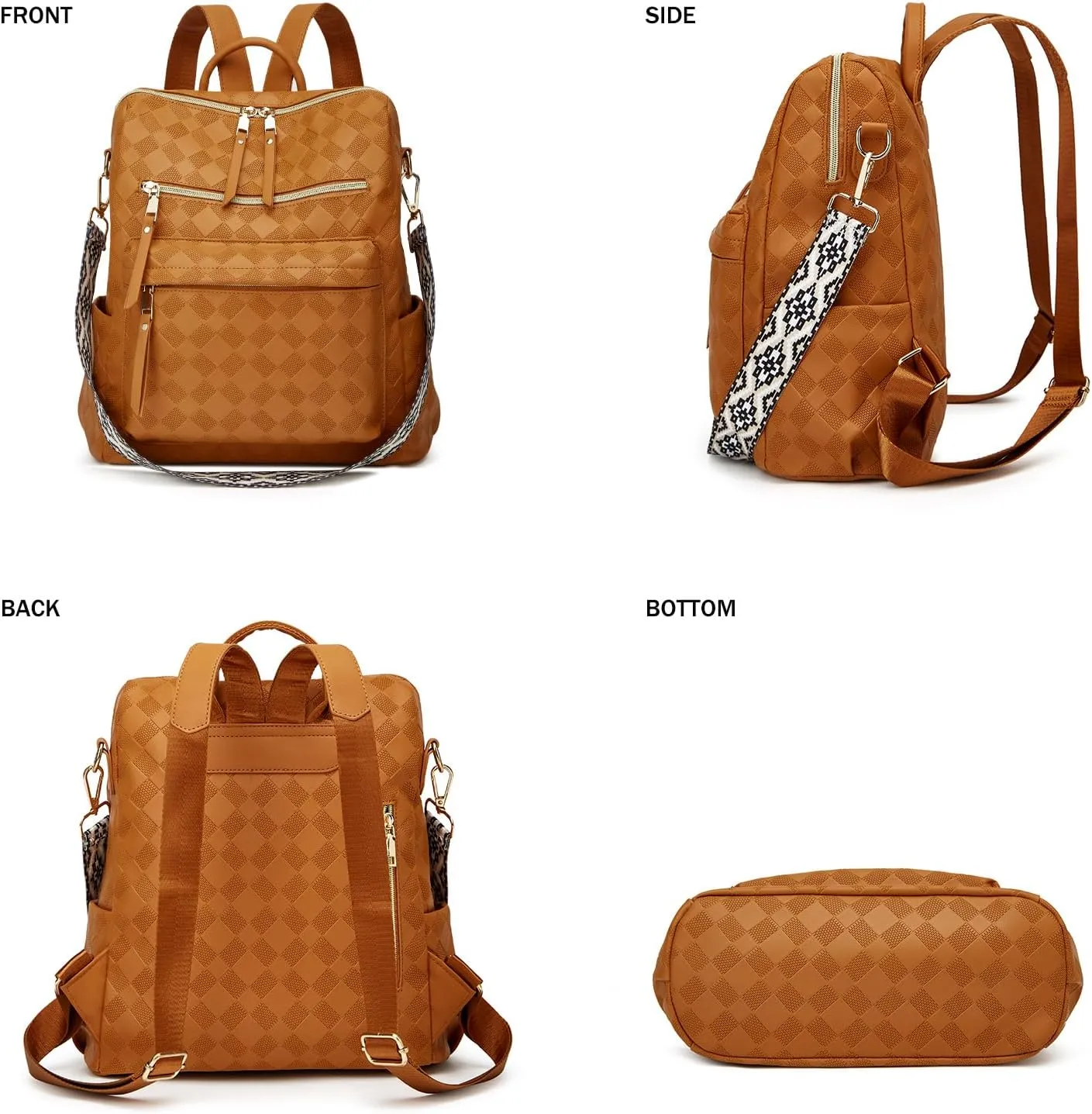 Makes Backpack Purse for Women PU Leather Travel Satchel Handbag Convertible Design Bag with Purse 2 Piece