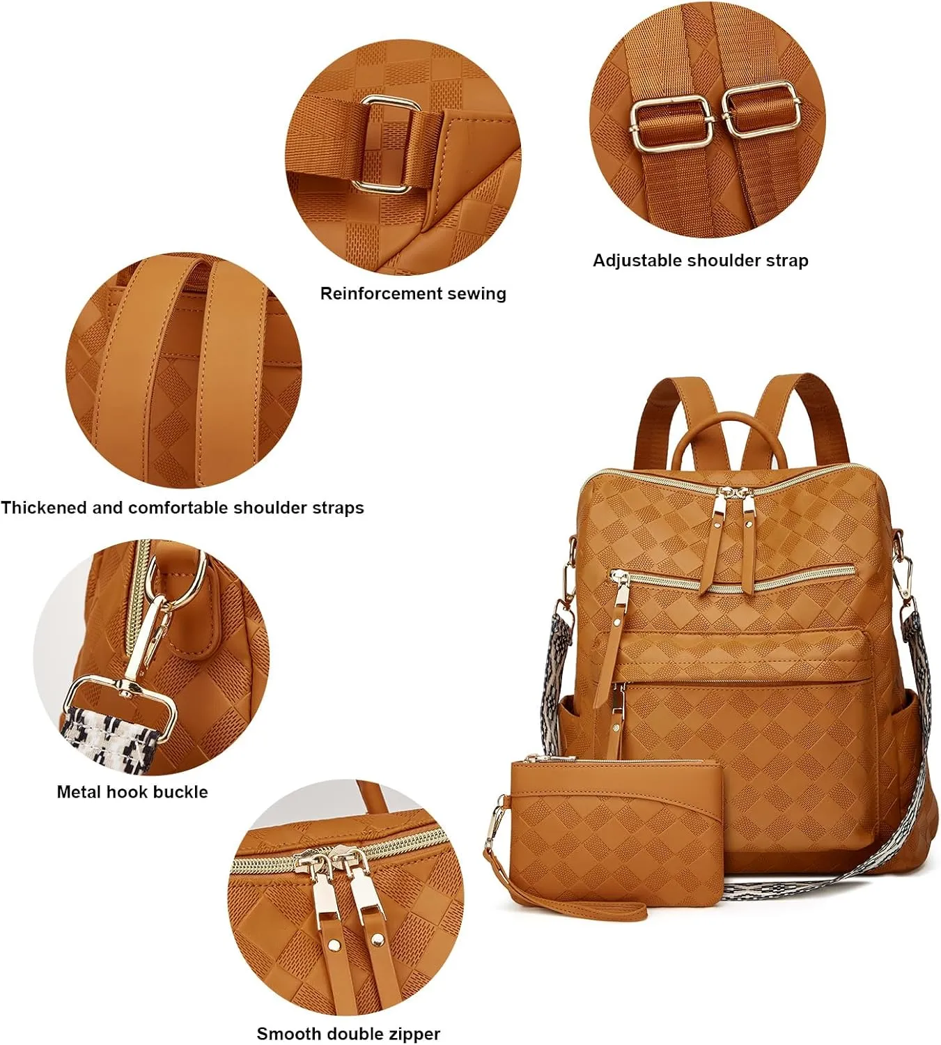 Makes Backpack Purse for Women PU Leather Travel Satchel Handbag Convertible Design Bag with Purse 2 Piece
