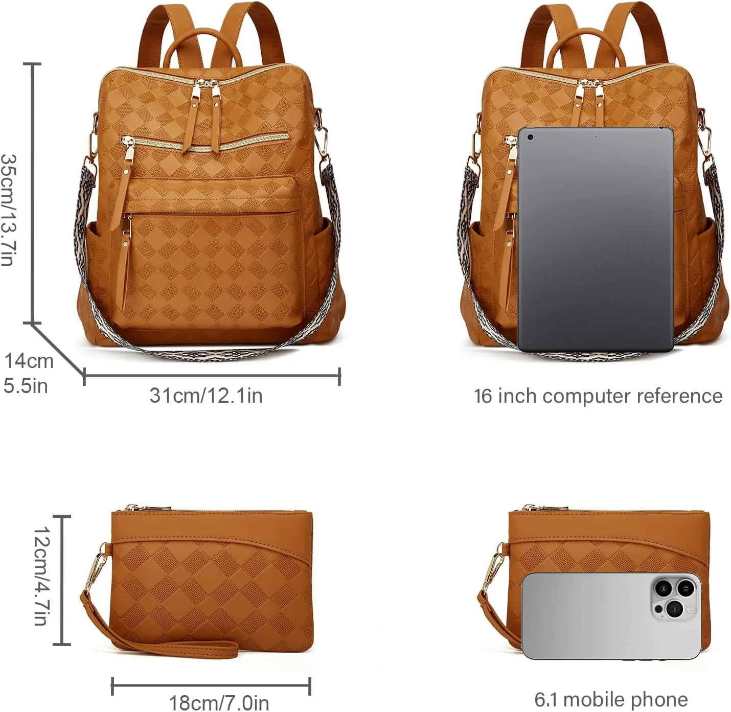 Makes Backpack Purse for Women PU Leather Travel Satchel Handbag Convertible Design Bag with Purse 2 Piece