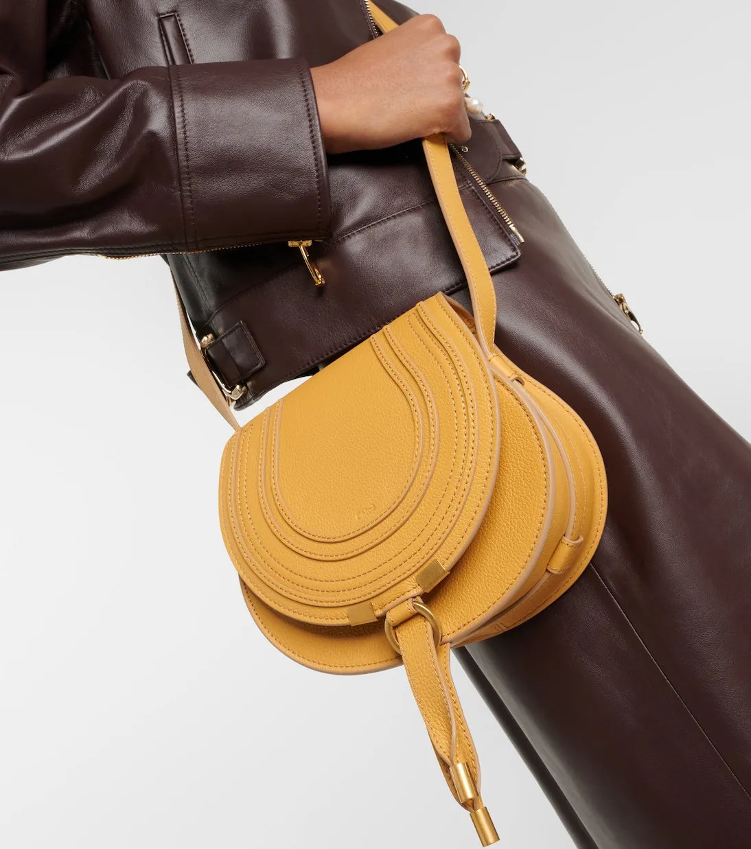 Marcie Chloé Mini Leather Shoulder Bag, Yellow