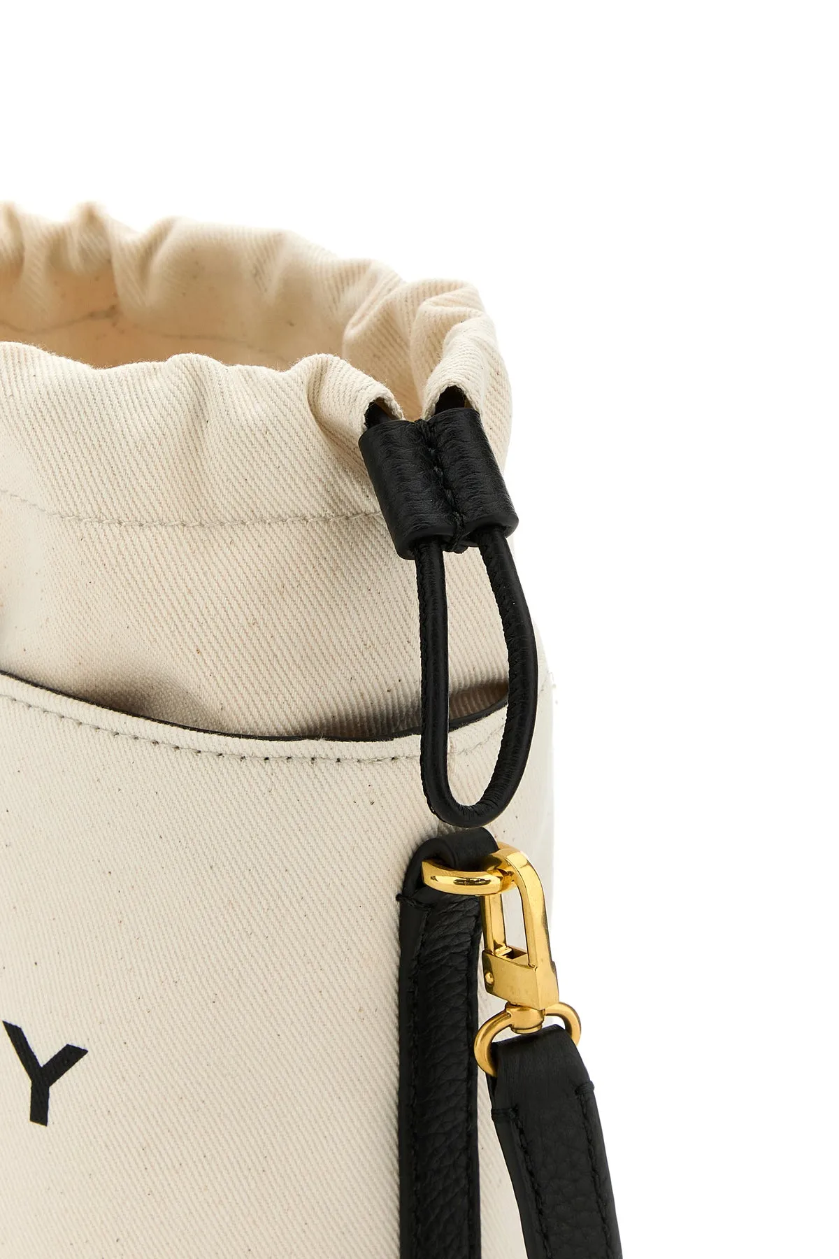 Melange ivory canvas mini bar bucket bag