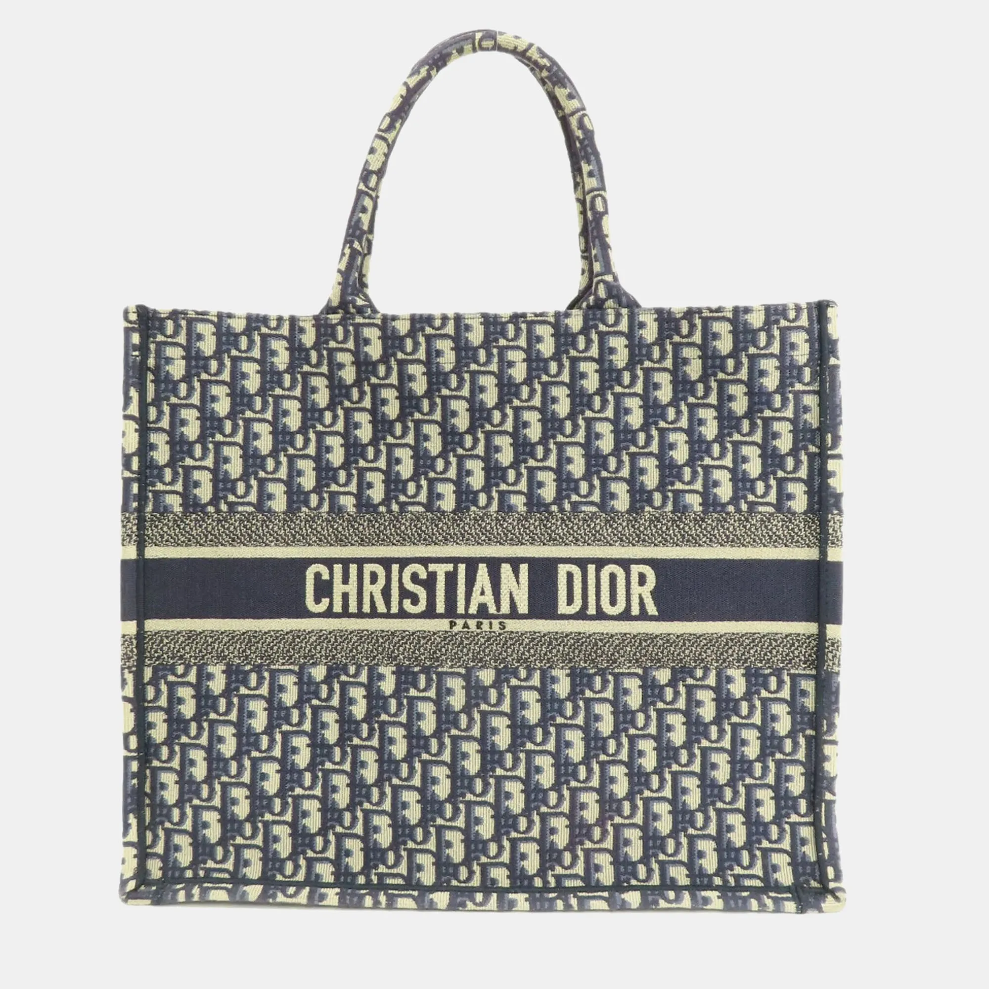 Navy Blue Oblqiue Canvas Large Book Tote Tote Bag