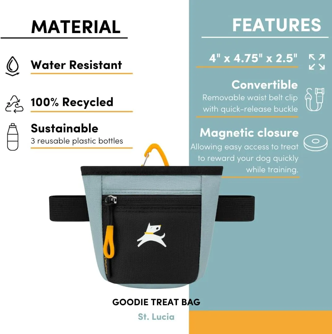 OllyDog Goodie Treat Bag, Dog Treat Pouch, Waist Belt Clip for Hands-Free Training, Magnetic Closure, Dog Training and Behavior Aids, Three Ways to Wear (St. Lucia)