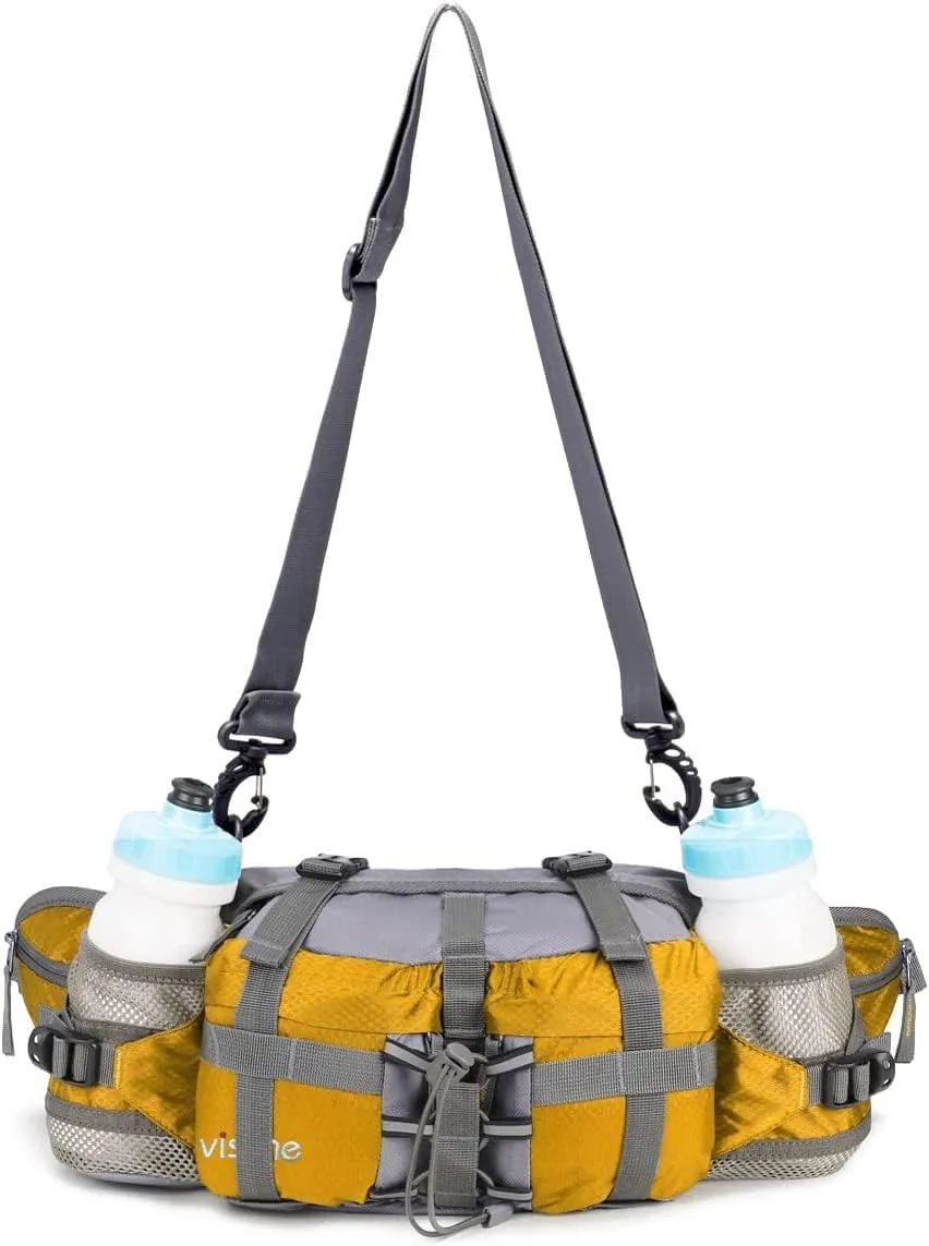 Outdoor Fanny Pack Hiking Fishing Waist bag 2 Water Bottle Holder Lumbar Pack