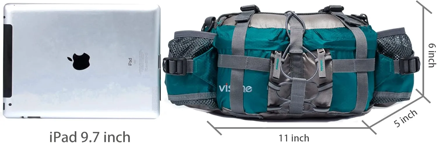 Outdoor Fanny Pack Hiking Fishing Waist bag 2 Water Bottle Holder Lumbar Pack