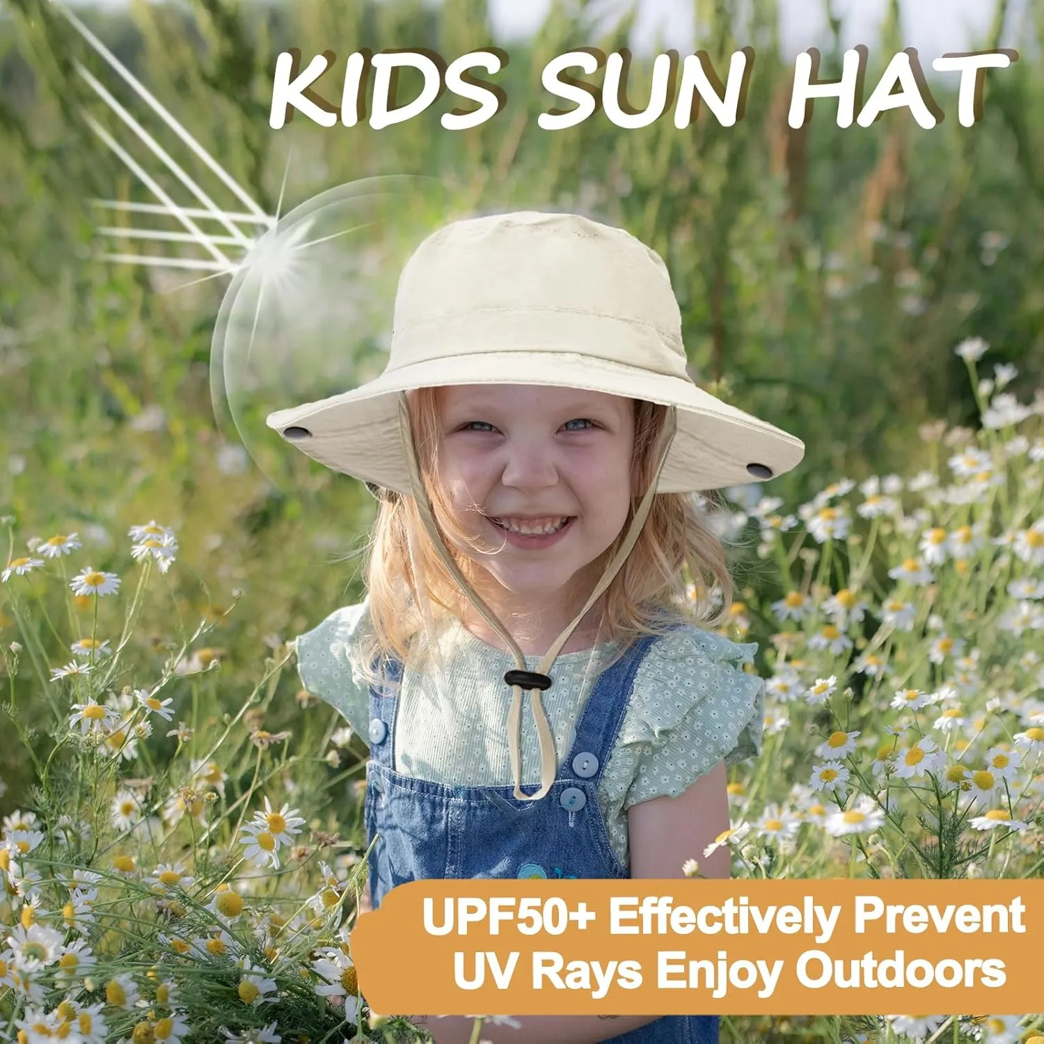 Outdoor Kids Sun Hat UPF 50  Quick Dry Foldable Bucket Hat Lightweight Adjustable Fishing Safari Hat for Girls and Boys