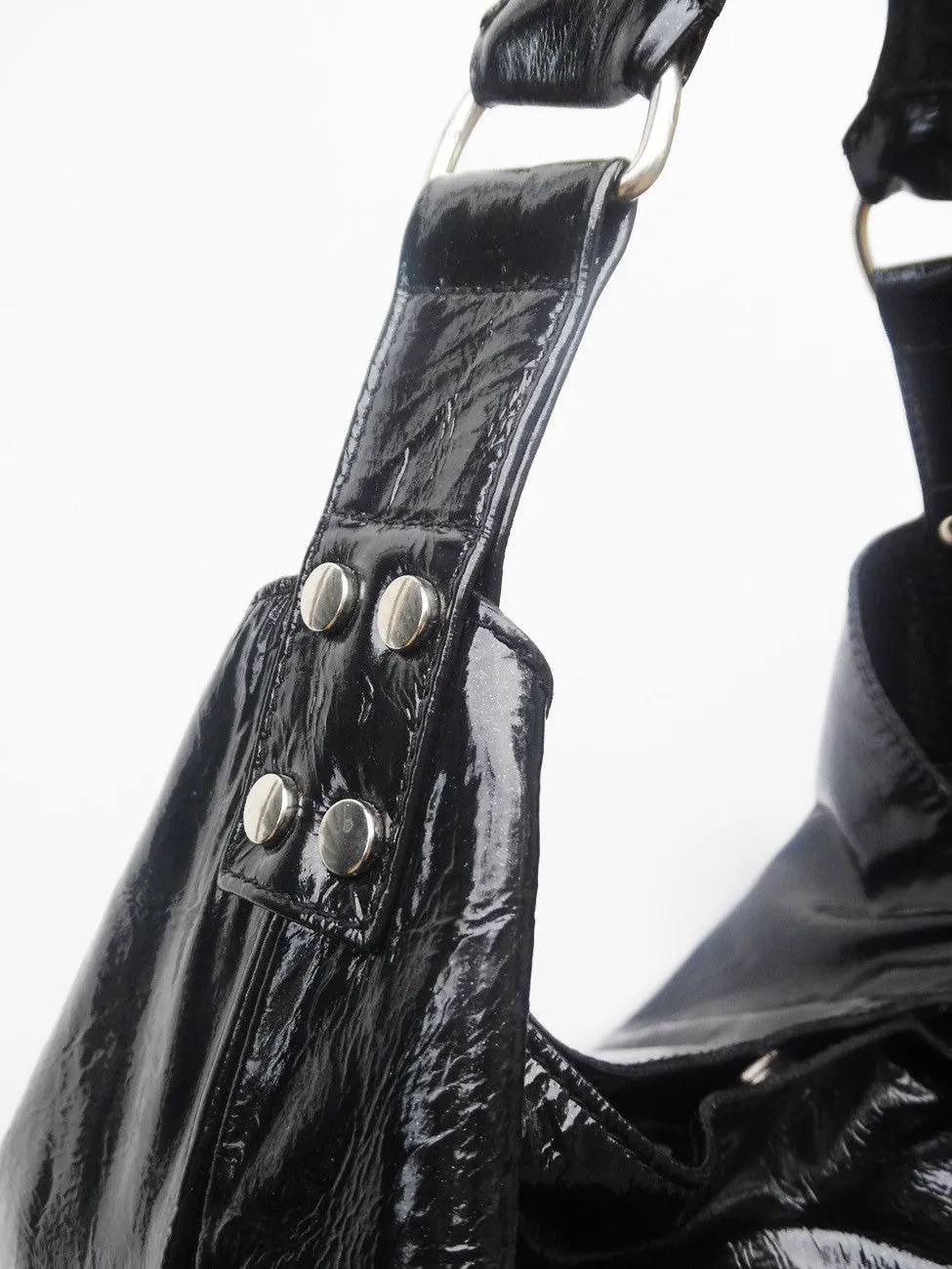 Pancho Hobo Bag Patent Leather Black