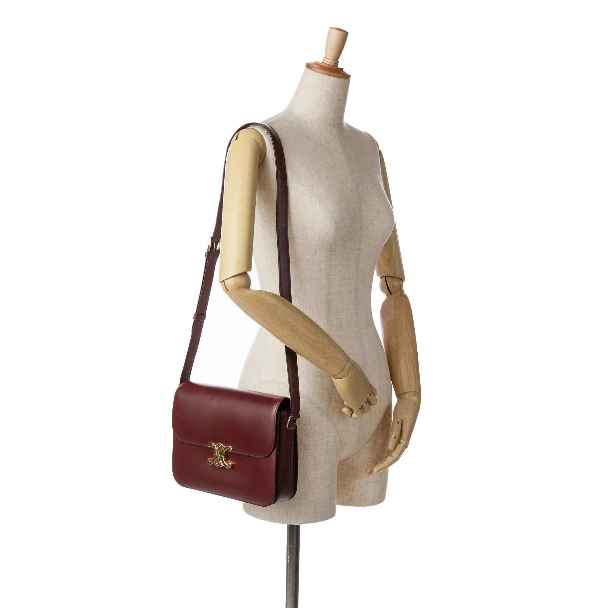 Red Celine Calfskin Triomphe Crossbody