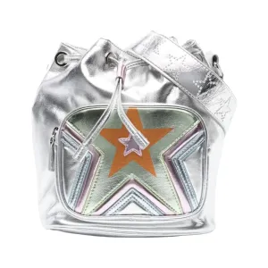 Star Print Metallic Bucket Bag
