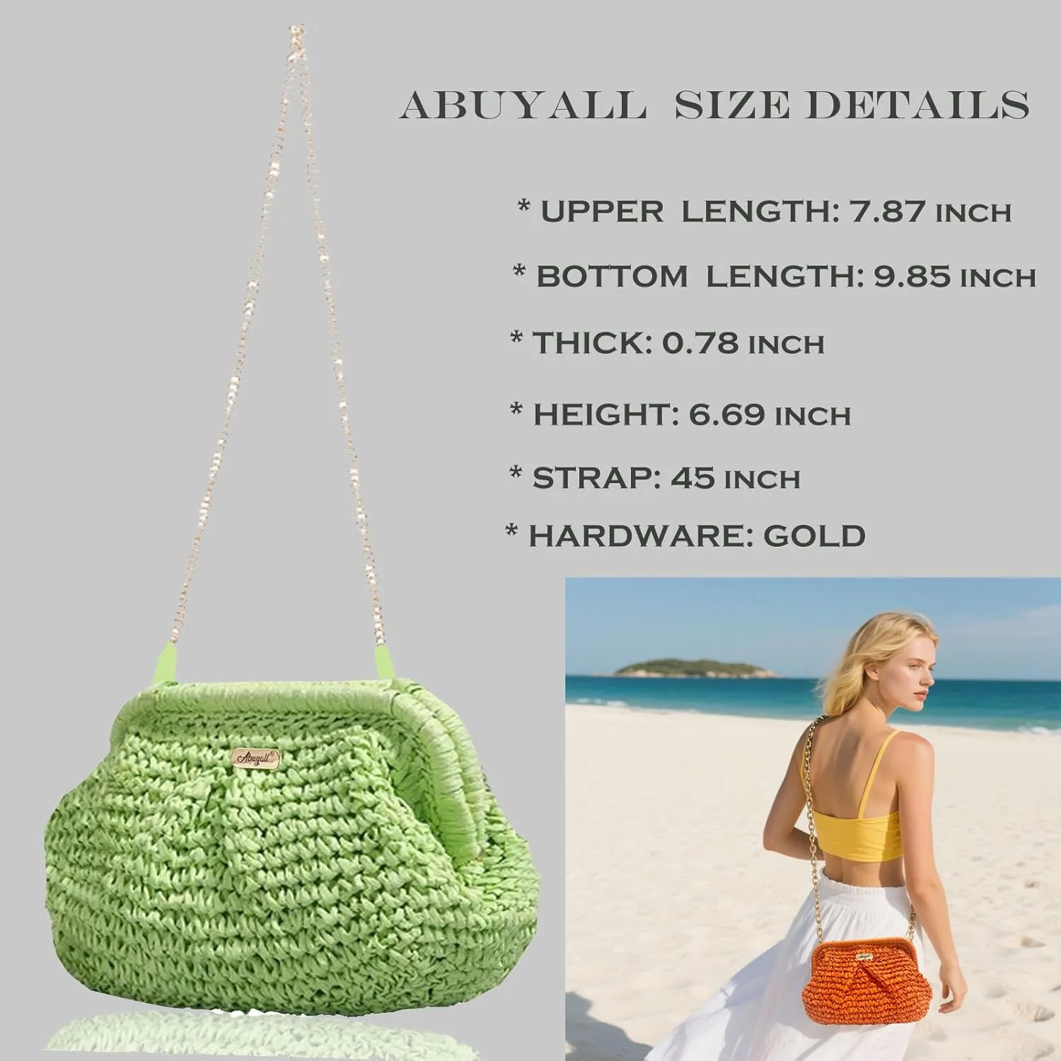 Straw Purse Crossbody Small Beach Bag for Women Vacation Summer Vintage Clutch