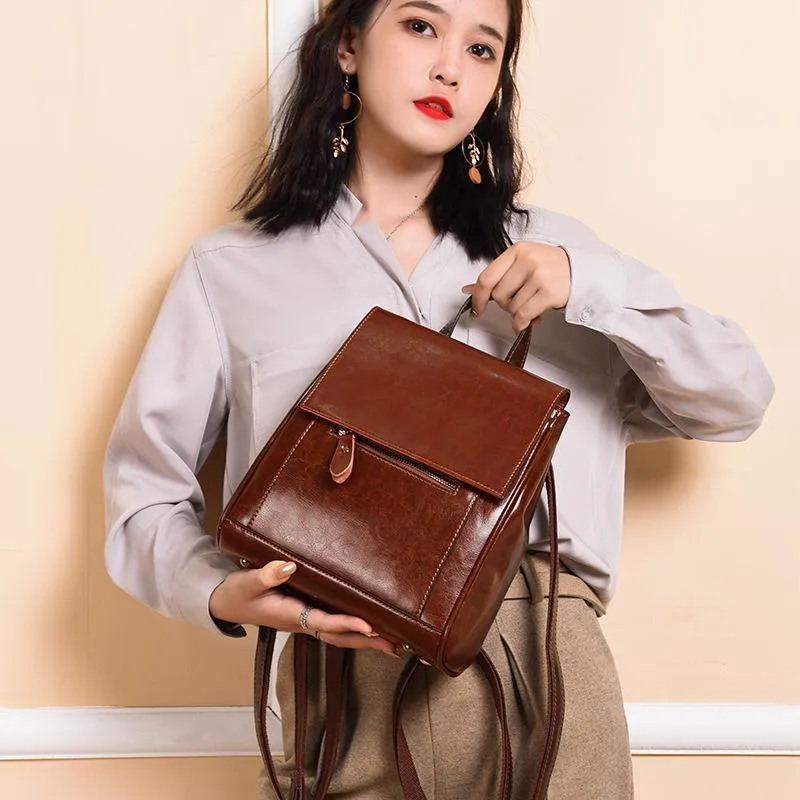 Top Grain Leather Backpack Ladies Leather Travel Backpacks Christmas Gift For Her