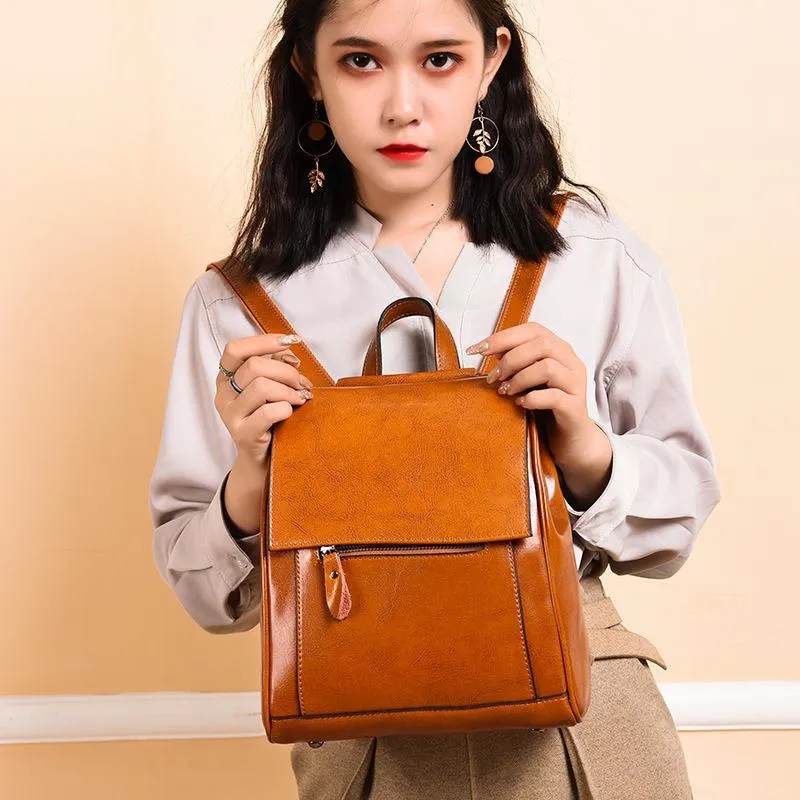 Top Grain Leather Backpack Ladies Leather Travel Backpacks Christmas Gift For Her