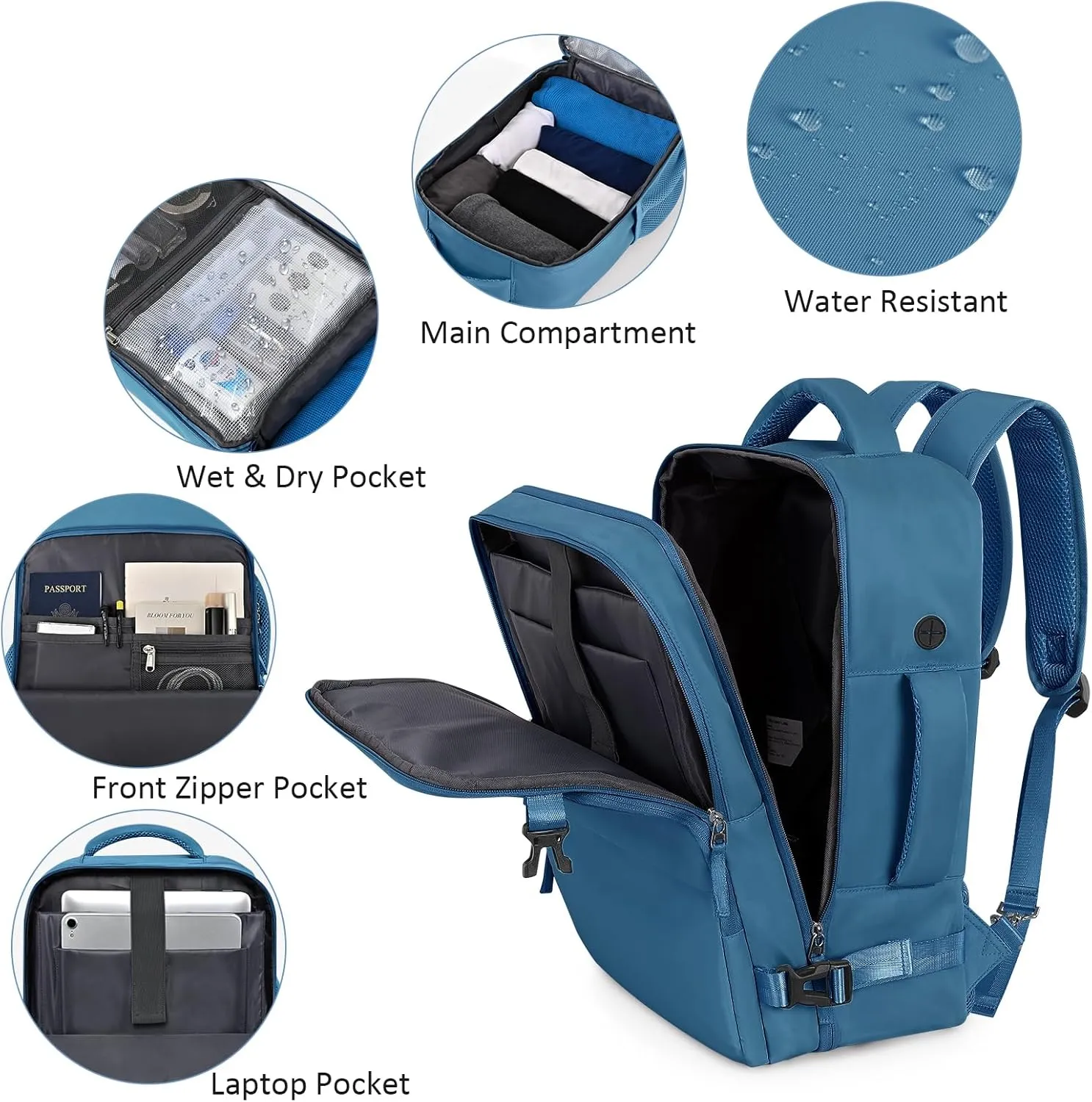 Travel Backpack for Women Men,Travel Laptop Backpack w/USB Charging Port, Waterproof Travel Backpack Carry On Flight Approved,Weekender Business Hiking Bag,Laptop Backpack 15.6 inch