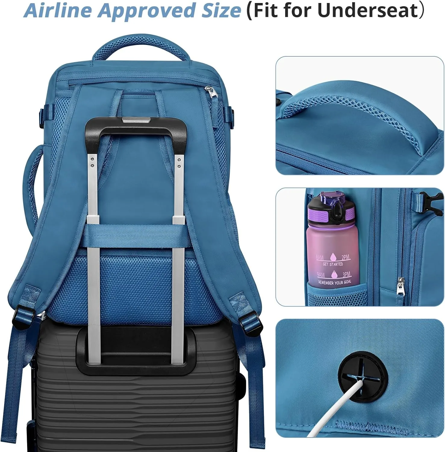 Travel Backpack for Women Men,Travel Laptop Backpack w/USB Charging Port, Waterproof Travel Backpack Carry On Flight Approved,Weekender Business Hiking Bag,Laptop Backpack 15.6 inch