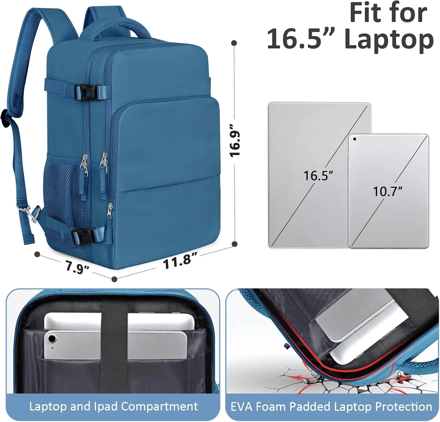 Travel Backpack for Women Men,Travel Laptop Backpack w/USB Charging Port, Waterproof Travel Backpack Carry On Flight Approved,Weekender Business Hiking Bag,Laptop Backpack 15.6 inch